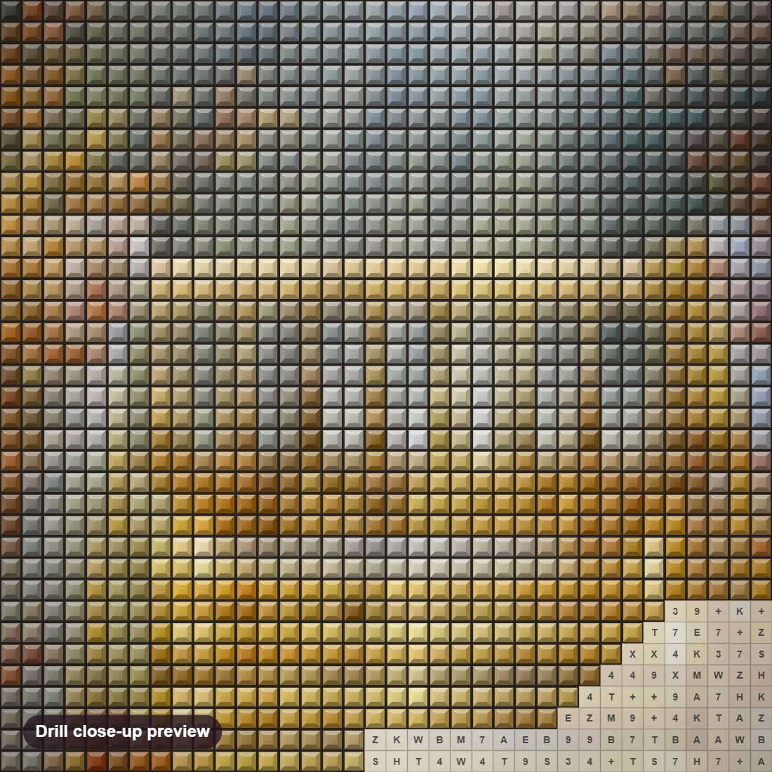 Close-up preview of the Candles on Beautiful Staircase diamond painting with square 5D drills and printed canvas symbols