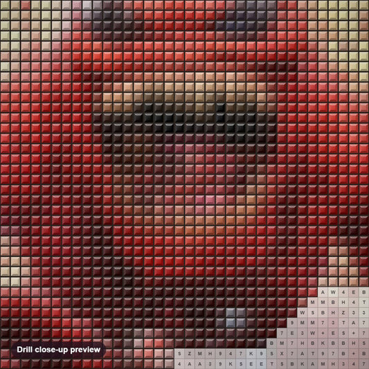 Close-up preview of the Candy Monster diamond painting with square 5D drills and printed canvas symbols
