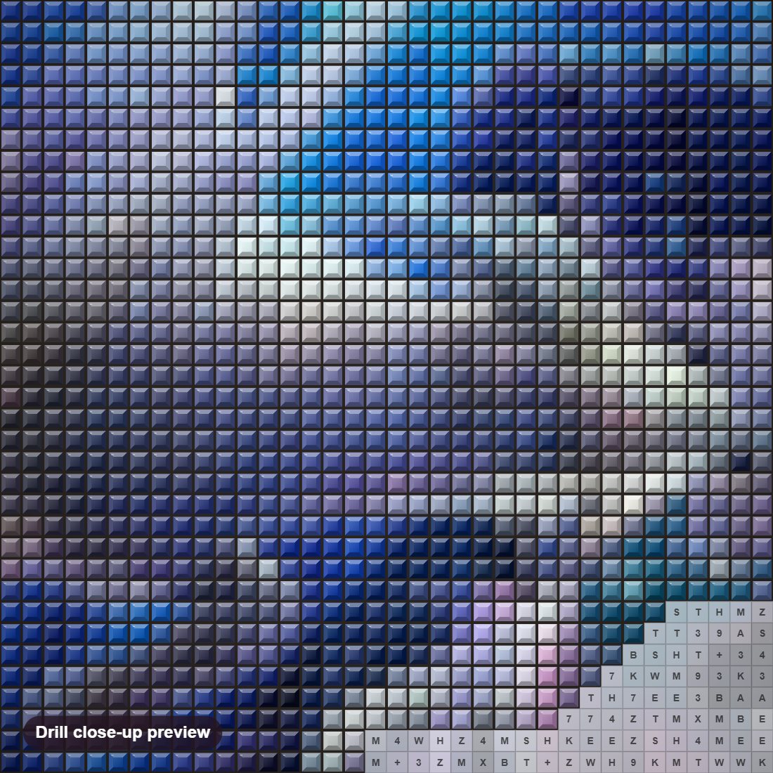 Close-up preview of the Capricorn Zodiac diamond painting with square 5D drills and printed canvas symbols
