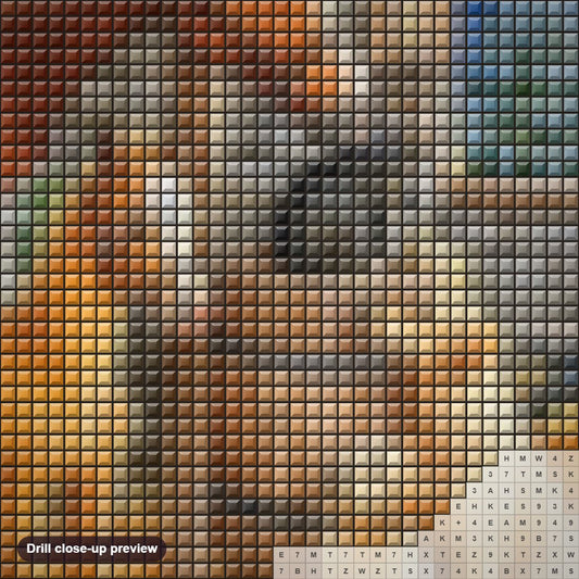Close-up preview of the Cartoon Animals diamond painting with square 5D drills and printed canvas symbols