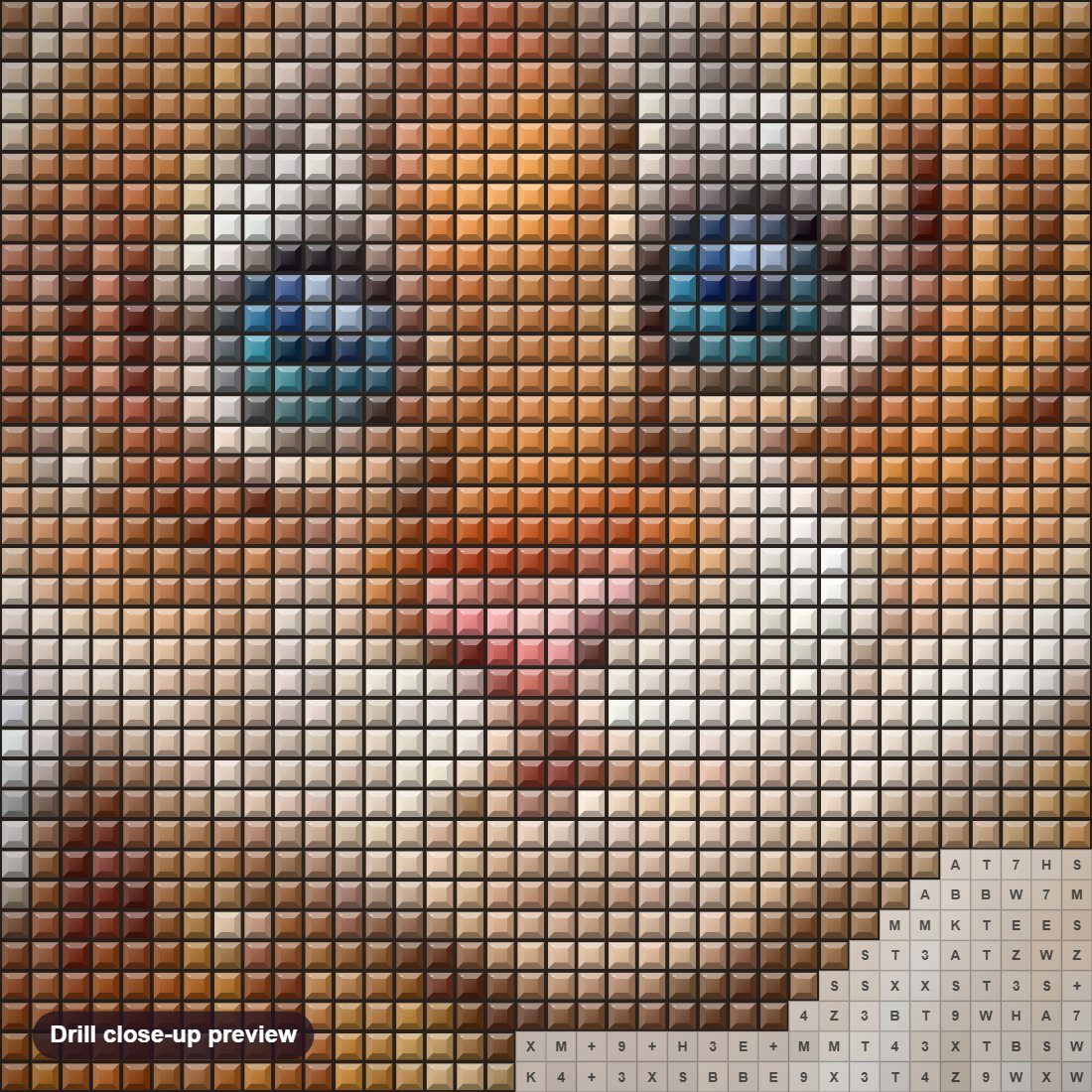 Close-up preview of the Cartoon Baby Tiger diamond painting with square 5D drills and printed canvas symbols