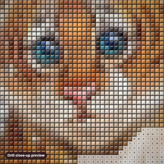 Close-up preview of the Cartoon Baby Tiger diamond painting with square 5D drills and printed canvas symbols