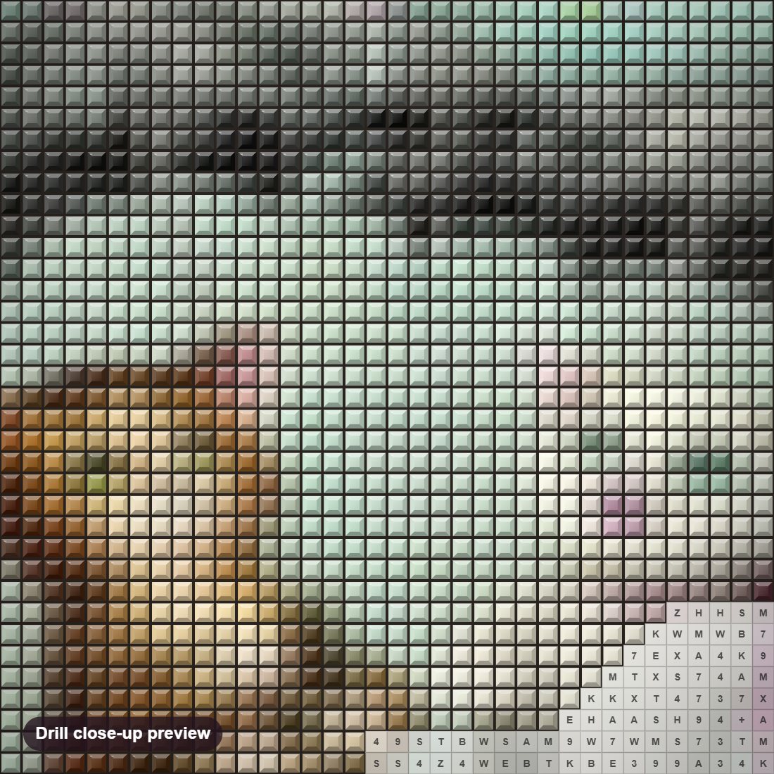 Close-up preview of the Cartoon Cats in the Rain diamond painting with square 5D drills and printed canvas symbols