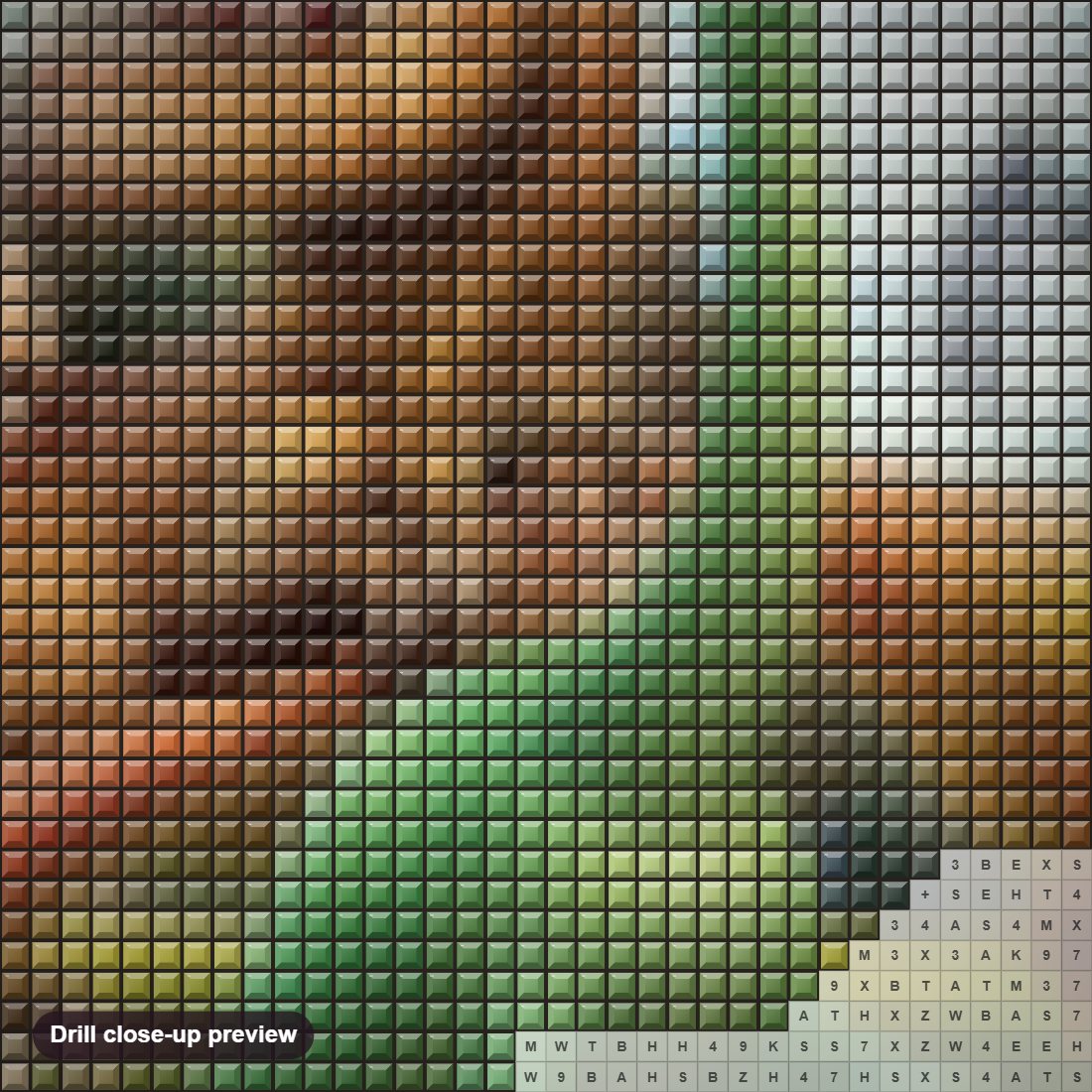 Close-up preview of the Cartoon Dinosaurs diamond painting with square 5D drills and printed canvas symbols