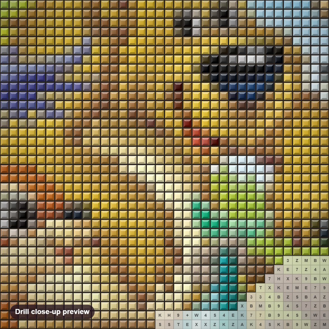 Close-up preview of the Cartoonist Jungle Animals diamond painting with square 5D drills and printed canvas symbols