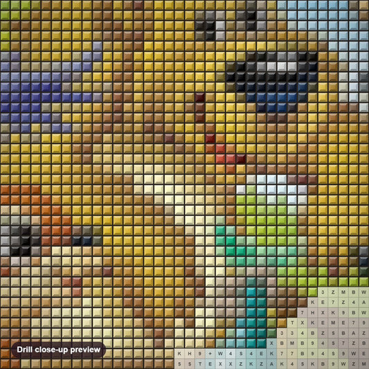 Close-up preview of the Cartoonist Jungle Animals diamond painting with square 5D drills and printed canvas symbols