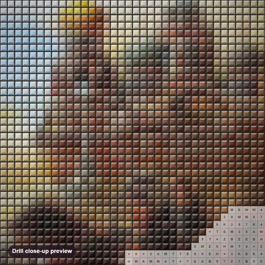 Close-up preview of the Castle & Horse Carriage diamond painting with square 5D drills and printed canvas symbols