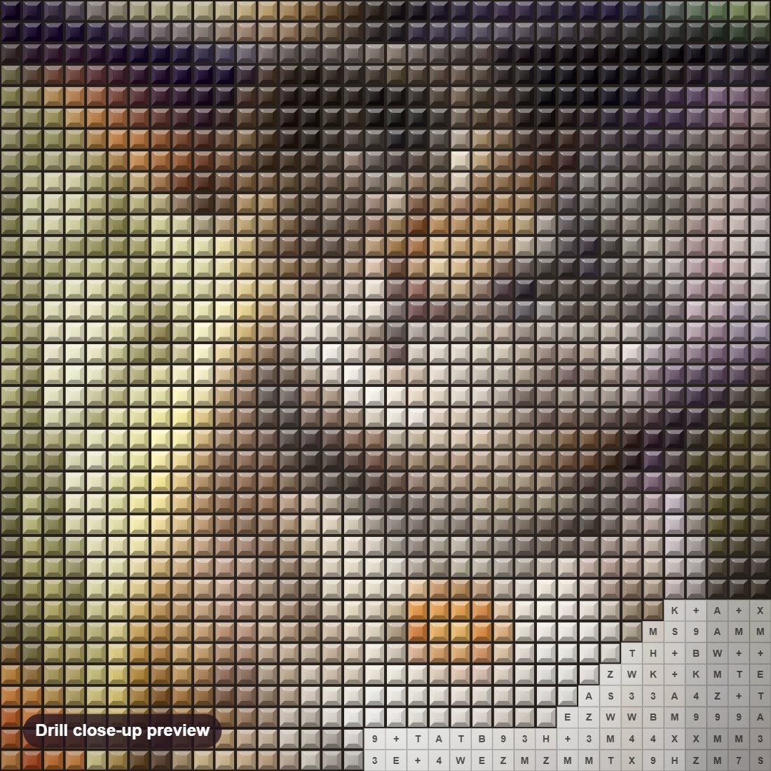 Close-up preview of the Cat Celebrating Halloween diamond painting with square 5D drills and printed canvas symbols