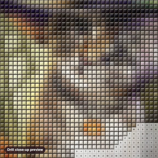 Close-up preview of the Cat Celebrating Halloween diamond painting with square 5D drills and printed canvas symbols