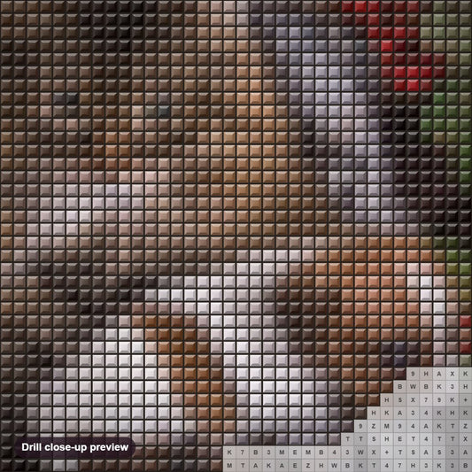 Close-up preview of the Cat & Cute Puppy diamond painting with square 5D drills and printed canvas symbols