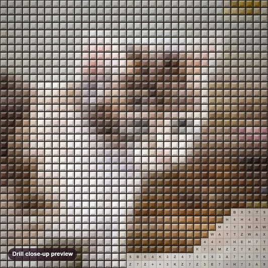 Close-up preview of the Cat & Dragon Fly diamond painting with square 5D drills and printed canvas symbols