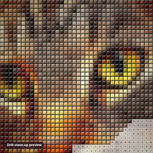 Close-up preview of the Cat Face Close up diamond painting with square 5D drills and printed canvas symbols