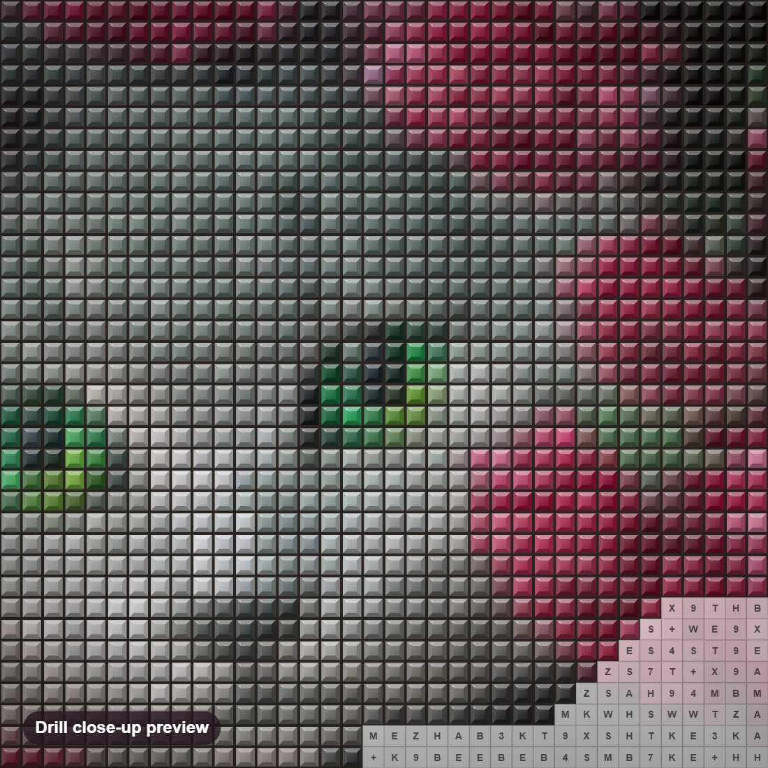 Close-up preview of the Cat Hiding in Flowers diamond painting with square 5D drills and printed canvas symbols