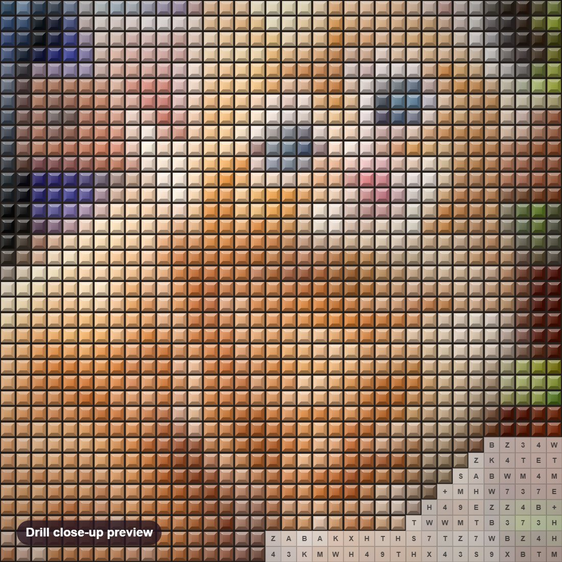 Close-up preview of the Cat Sitting on Bench diamond painting with square 5D drills and printed canvas symbols