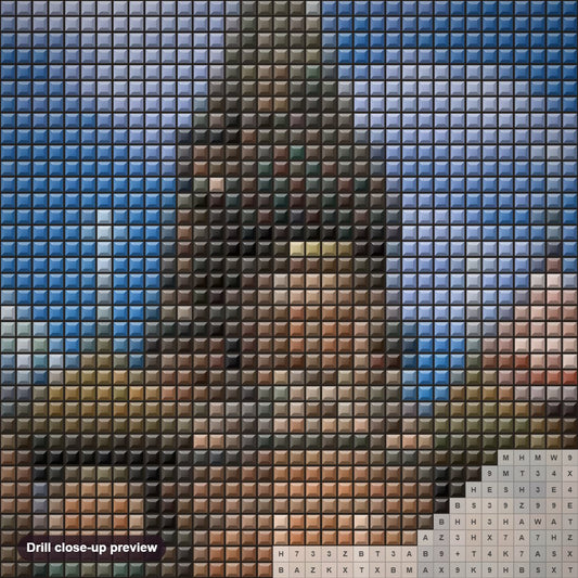 Close-up preview of the Cathedral in Moscow, Russia diamond painting with square 5D drills and printed canvas symbols