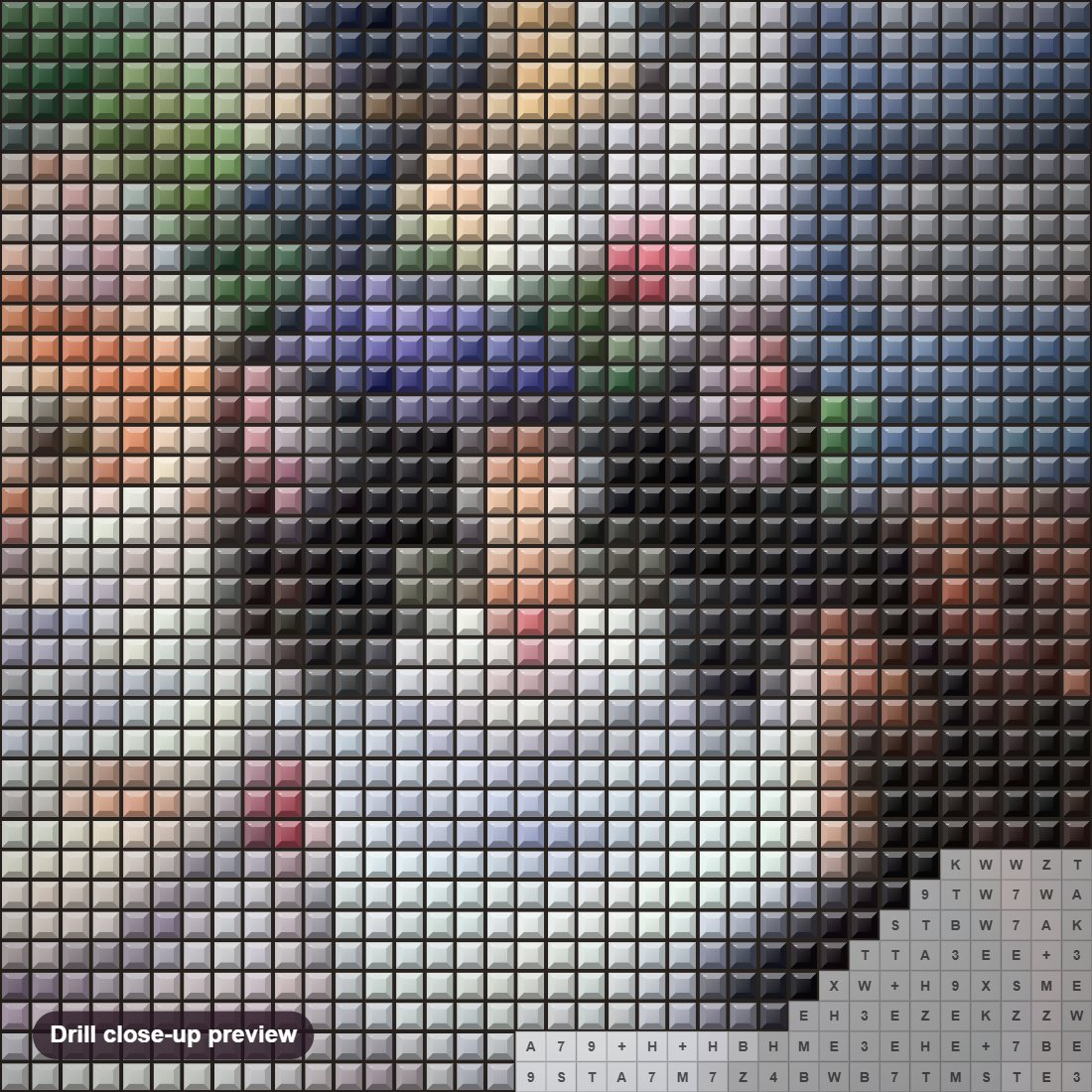 Close-up preview of the Cats & Birds DIY Diamond Paintings diamond painting with square 5D drills and printed canvas symbols