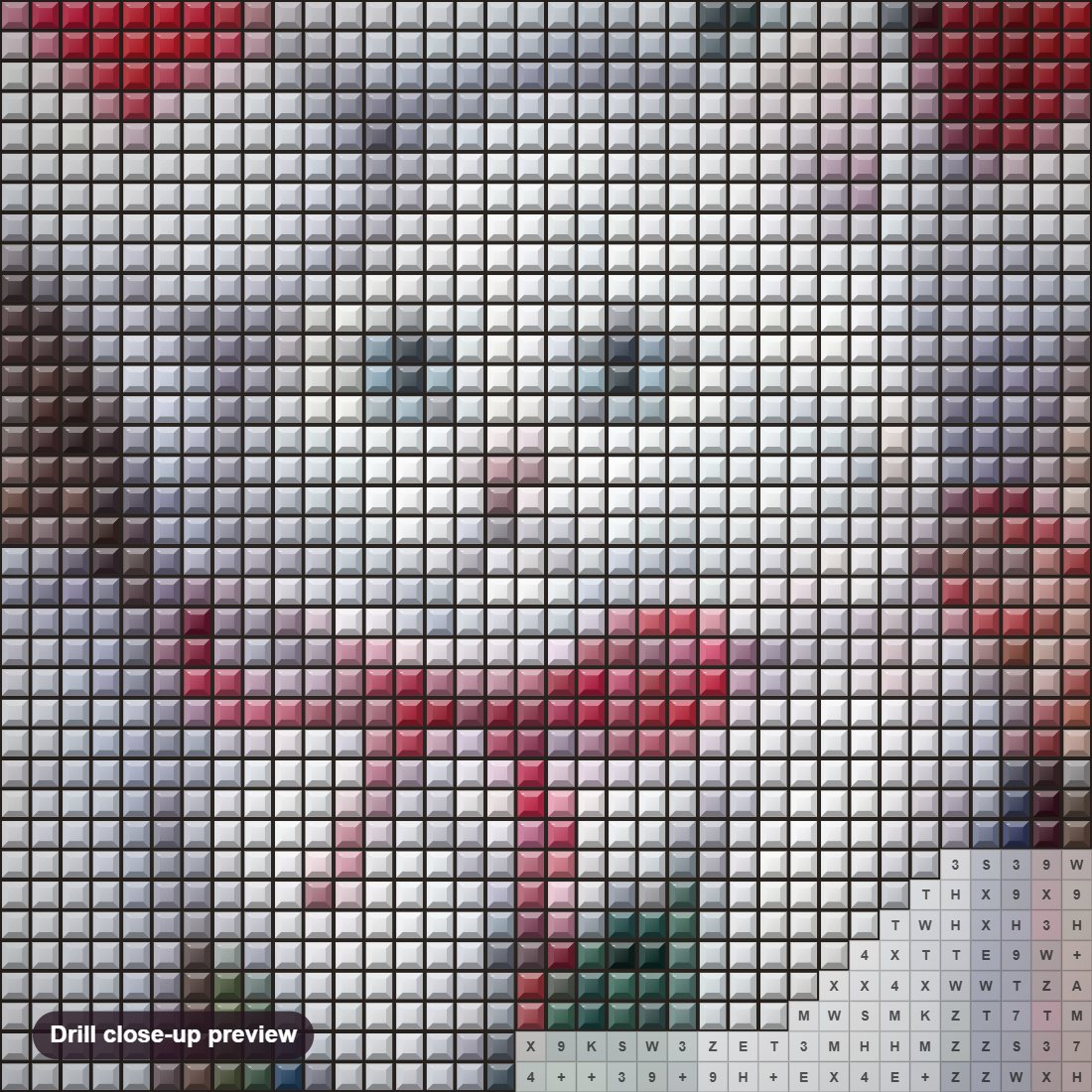 Close-up preview of the Cats on Christmas diamond painting with square 5D drills and printed canvas symbols