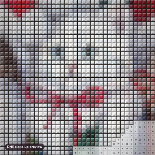 Close-up preview of the Cats on Christmas diamond painting with square 5D drills and printed canvas symbols