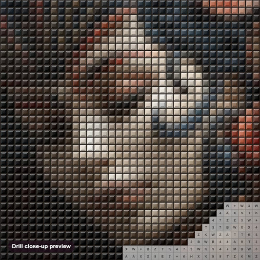 Close-up preview of the Catwoman diamond painting with square 5D drills and printed canvas symbols