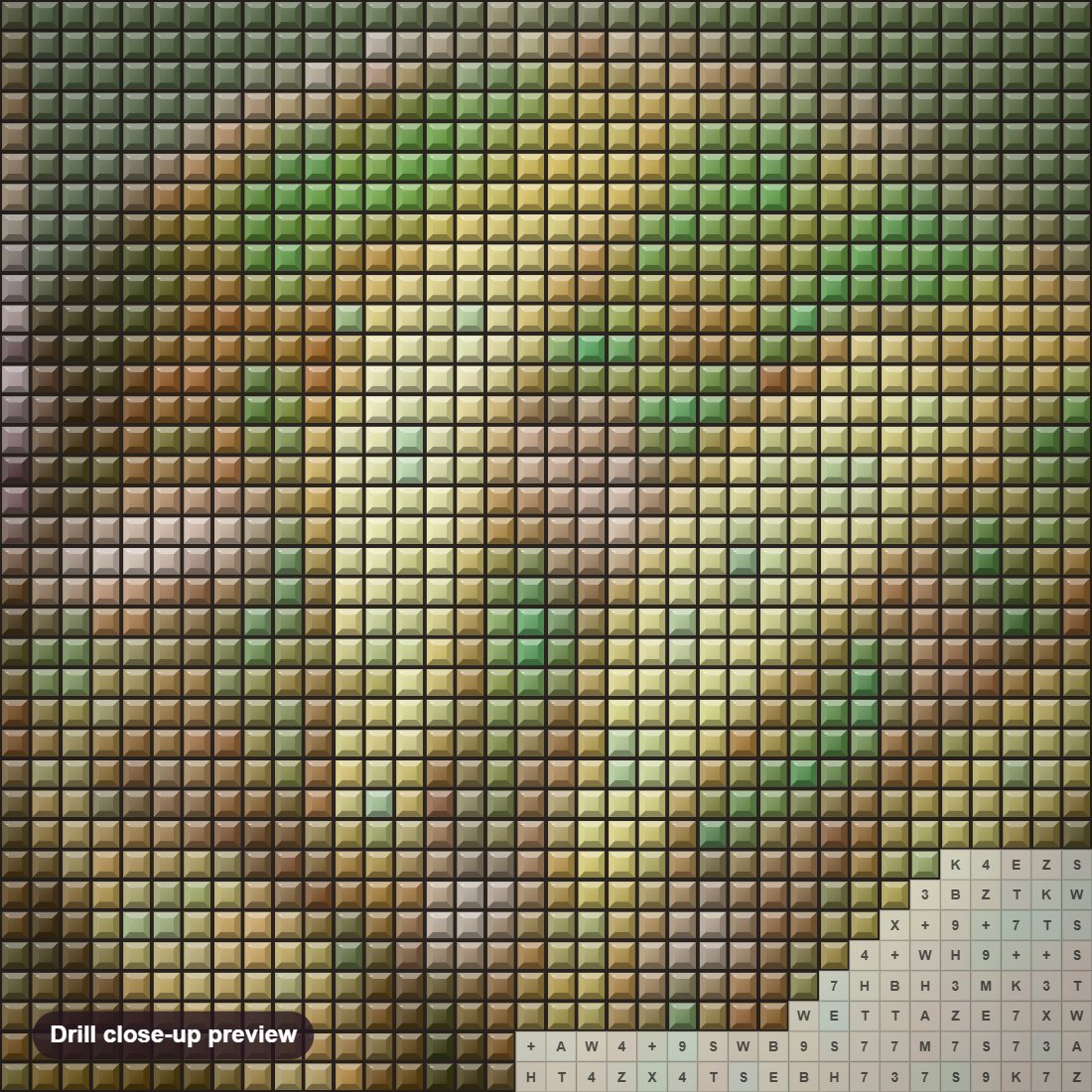 Close-up preview of the Chameleon & Butterfly diamond painting with square 5D drills and printed canvas symbols