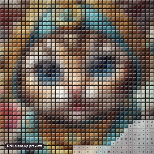 Close-up preview of the Charming World of Kitten diamond painting with square 5D drills and printed canvas symbols