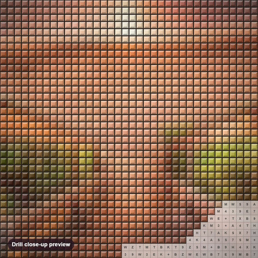 Close-up preview of the Chase the Sunset diamond painting with square 5D drills and printed canvas symbols