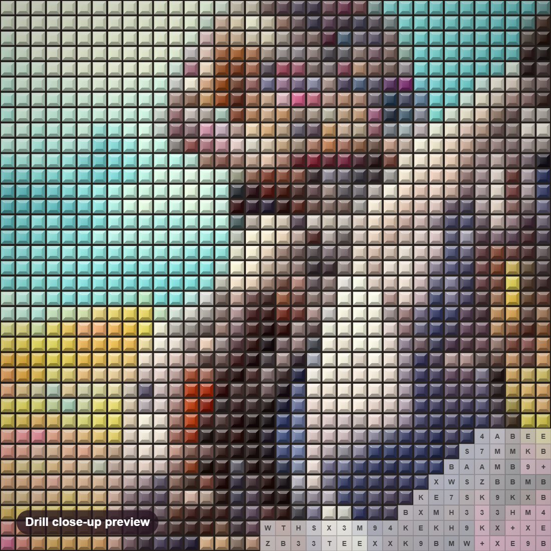 Close-up preview of the Chasing Rainbows on Horseback diamond painting with square 5D drills and printed canvas symbols