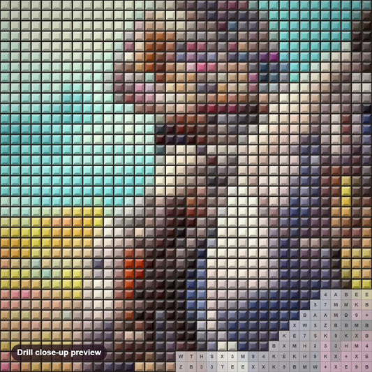 Close-up preview of the Chasing Rainbows on Horseback diamond painting with square 5D drills and printed canvas symbols