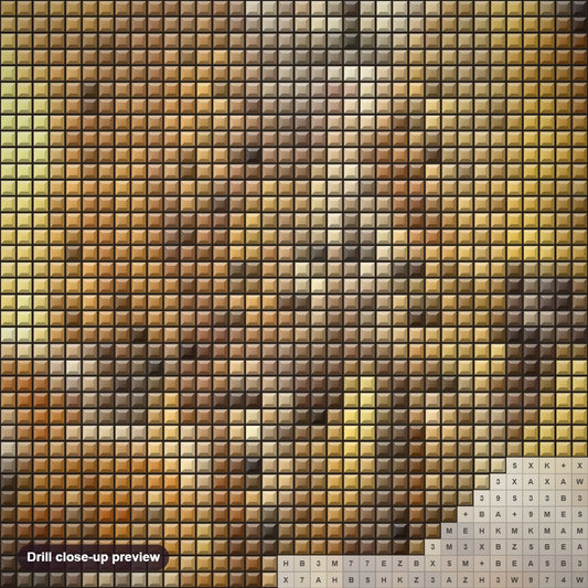 Close-up preview of the Cheetah Family diamond painting with square 5D drills and printed canvas symbols