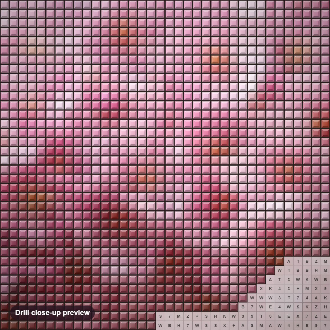 Close-up preview of the Cherry Blossoms diamond painting with square 5D drills and printed canvas symbols
