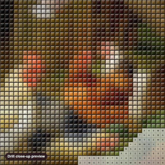 Close-up preview of the Chickens & Pigeons diamond painting with square 5D drills and printed canvas symbols