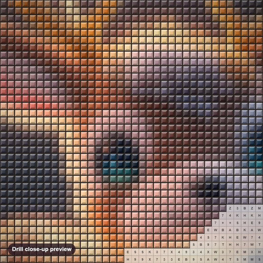 Close-up preview of the Christmas Baby Deer diamond painting with square 5D drills and printed canvas symbols