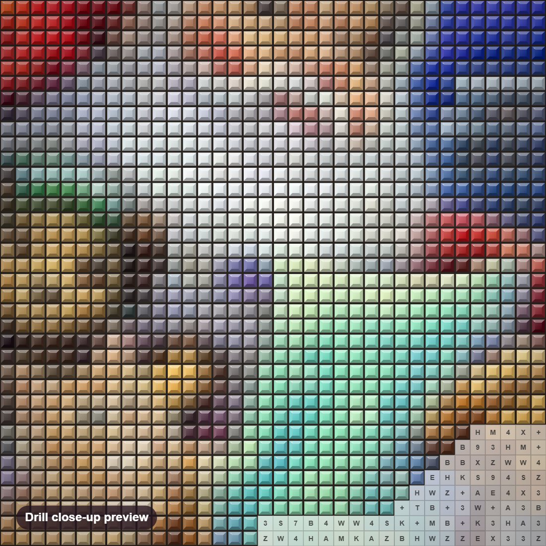 Close-up preview of the Christmas Day diamond painting with square 5D drills and printed canvas symbols