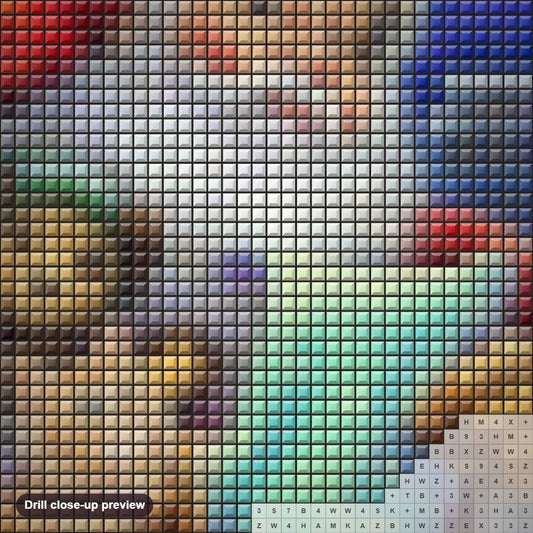 Close-up preview of the Christmas Day diamond painting with square 5D drills and printed canvas symbols
