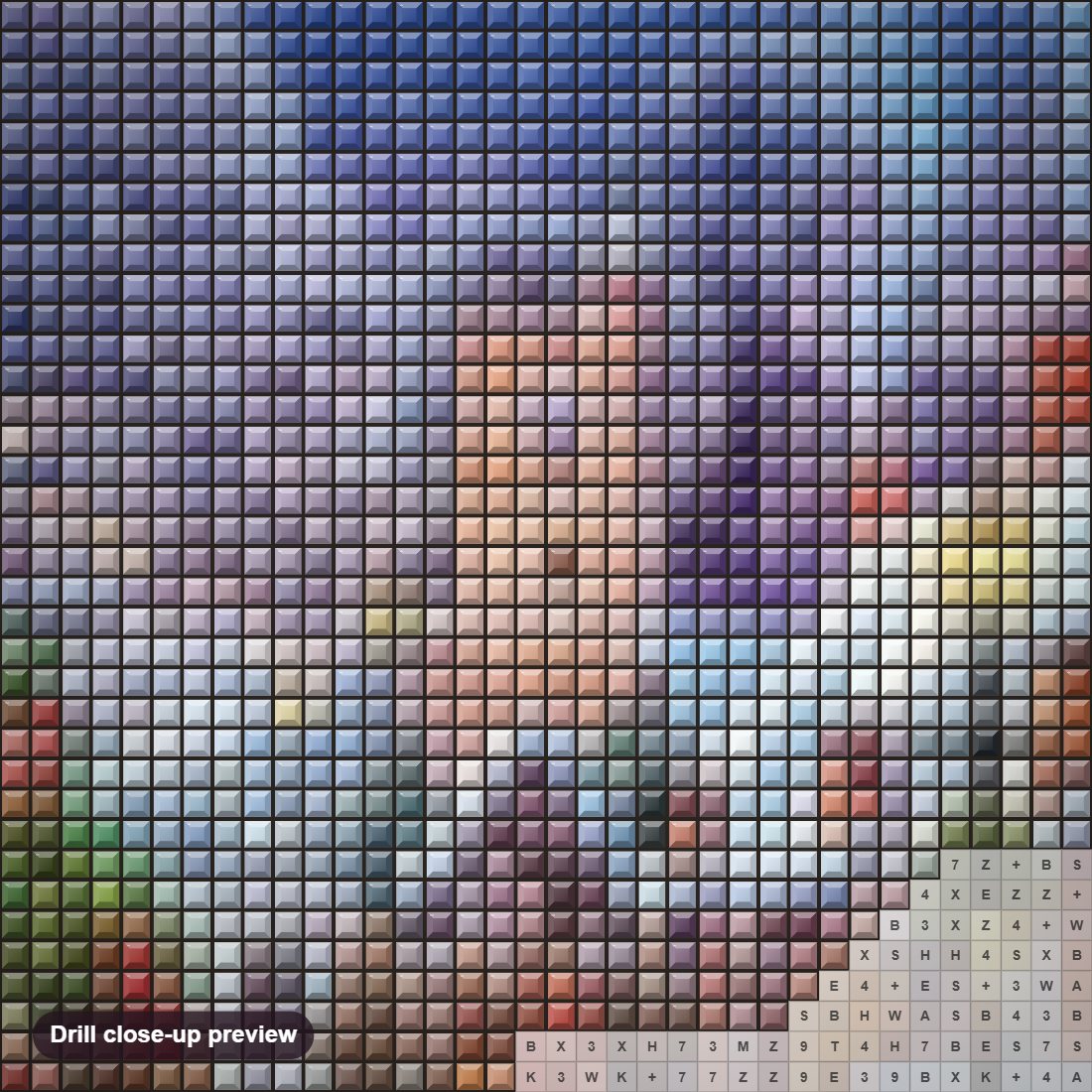 Close-up preview of the Christmas diamond painting with square 5D drills and printed canvas symbols