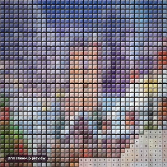 Close-up preview of the Christmas diamond painting with square 5D drills and printed canvas symbols