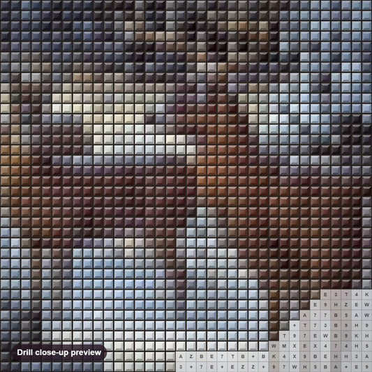 Close-up preview of the Christmas Elk diamond painting with square 5D drills and printed canvas symbols