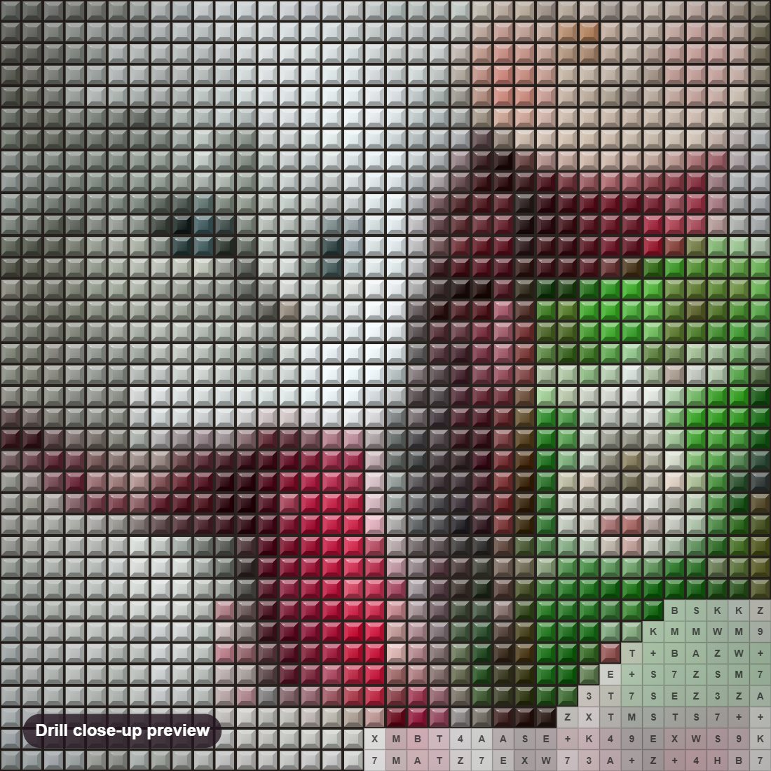 Close-up preview of the Christmas Kid & Adorable Cat diamond painting with square 5D drills and printed canvas symbols