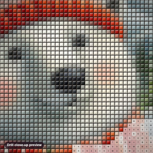 Close-up preview of the Christmas Polar Bear diamond painting with square 5D drills and printed canvas symbols