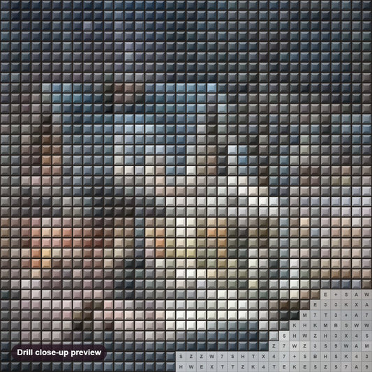 Close-up preview of the Christmas Season Snow Scene diamond painting with square 5D drills and printed canvas symbols