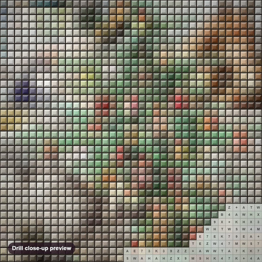 Close-up preview of the Christmas Stall diamond painting with square 5D drills and printed canvas symbols