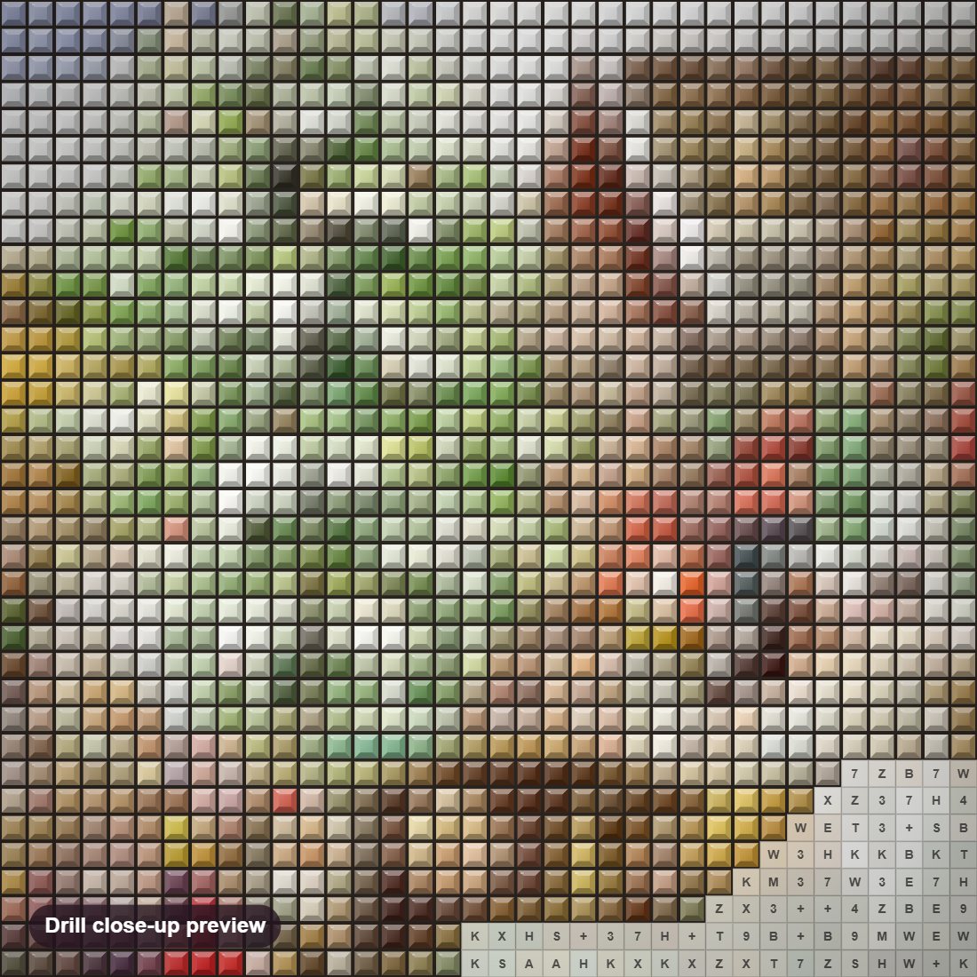 Close-up preview of the Christmas Train diamond painting with square 5D drills and printed canvas symbols