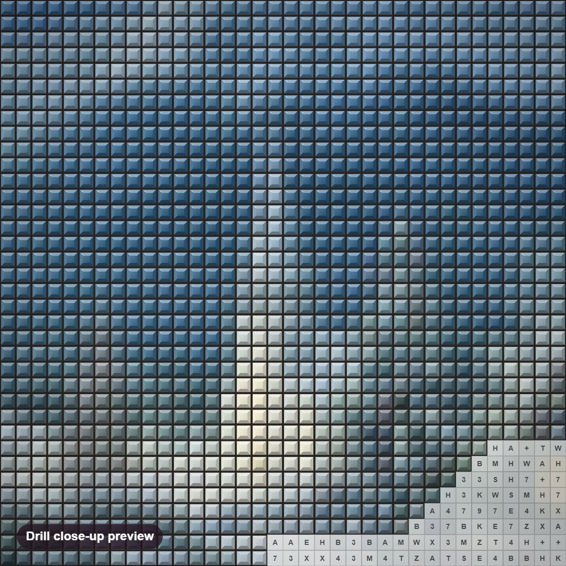 Close-up preview of the Christmas Village diamond painting with square 5D drills and printed canvas symbols