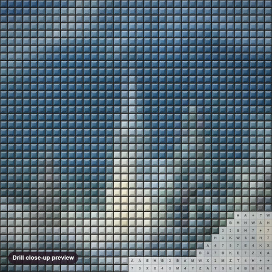 Close-up preview of the Christmas Village diamond painting with square 5D drills and printed canvas symbols