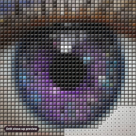 Close-up preview of the Chromatic Cityscape Eye City of Vibrant Colors diamond painting with square 5D drills and printed canvas symbols