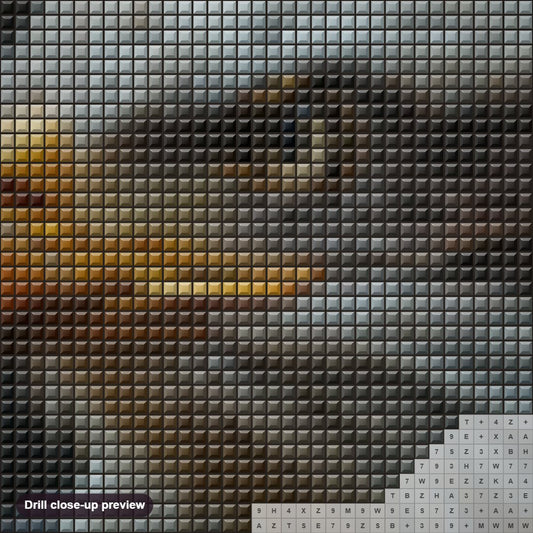 Close-up preview of the Close Up of Bald Eagle with Rain Droplets diamond painting with square 5D drills and printed canvas symbols