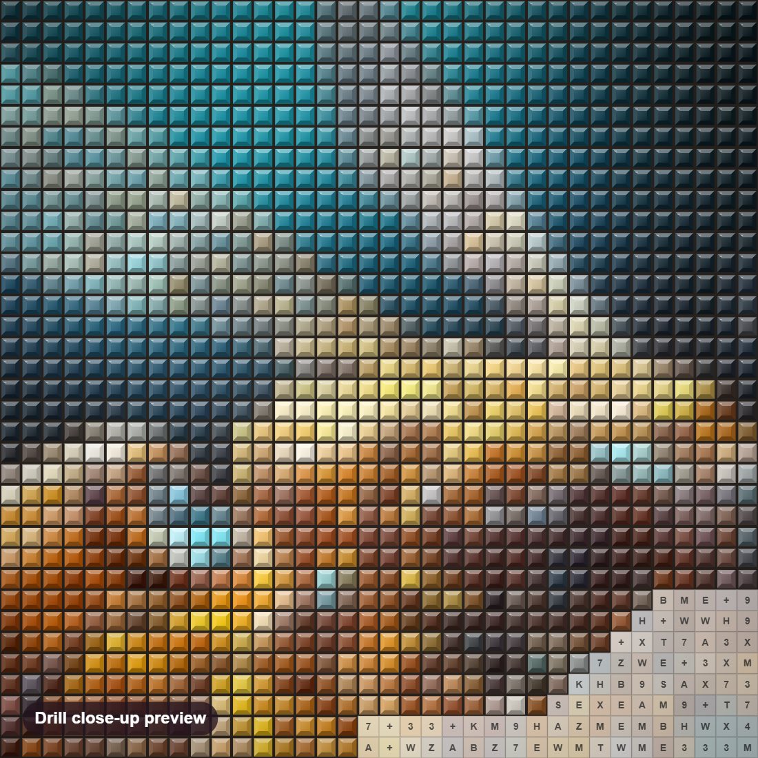 Close-up preview of the Closeup Honey Bee diamond painting with square 5D drills and printed canvas symbols