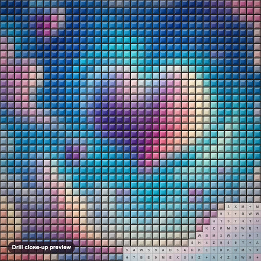 Close-up preview of the Clouds Forming a Heart on Valentine's Day diamond painting with square 5D drills and printed canvas symbols