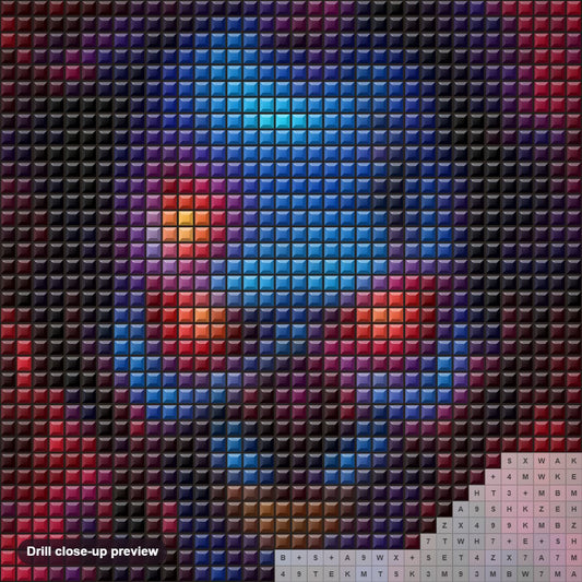 Close-up preview of the Clown Neon Style Art diamond painting with square 5D drills and printed canvas symbols