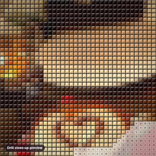 Close-up preview of the Coffee & Chocolate Pie diamond painting with square 5D drills and printed canvas symbols